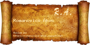 Romanovics Ákos névjegykártya